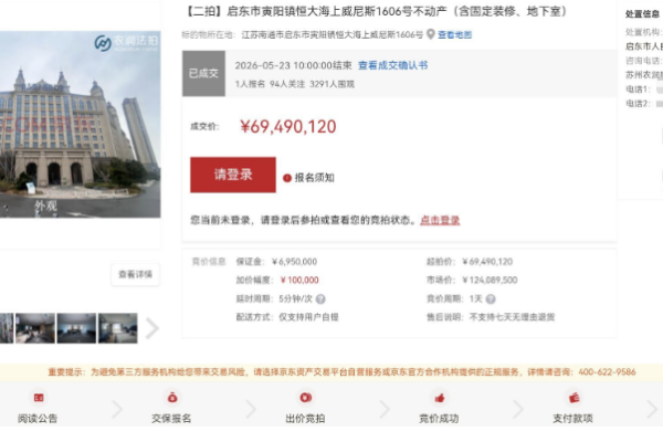 五次掛拍四次流拍 恆大海上城堡酒店三折成交