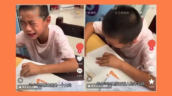 天津小学生崩溃哭诉“长大当牛马” 母子对话视频爆红网络(图)